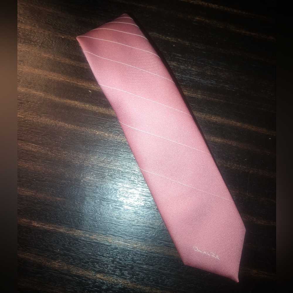 Oscar De La Renta VINTAGE Dusty Rose Pink Striped Tie